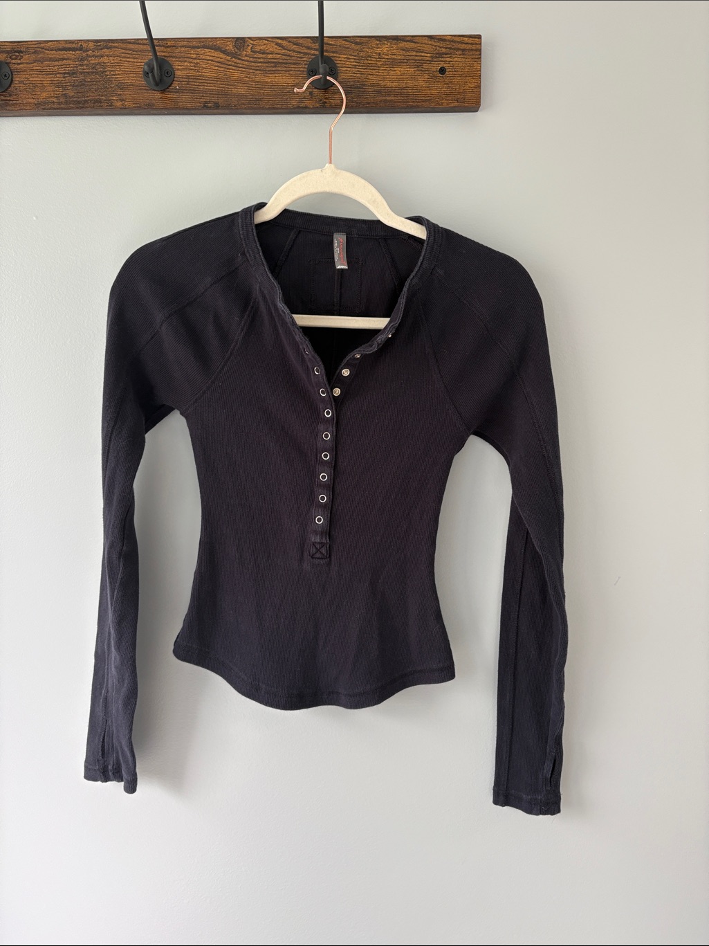 Fp Movement By Free People Black Long-Sleeve Henley